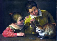 Bambini che giocano con il gatto, 1588-90, olio su tela, New York, The Metropolitan Museum of Art