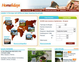 La homepage di Homelidays.com