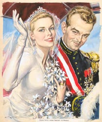 Il matrimonio tra Ranieri e Grace Kelly. Walter Molino, 1956