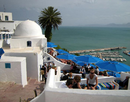 La bicolore cittadina Sidi Bou Said, dove prevale il bianco e il blu